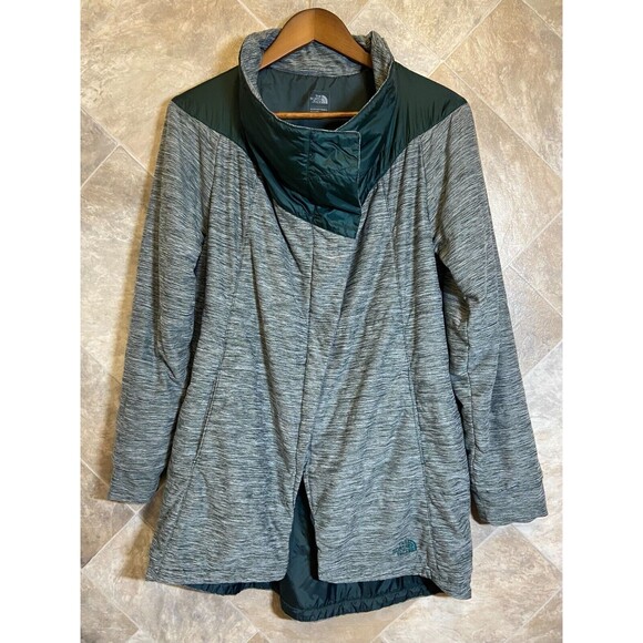 The North Face Jacket Women's Size M Green Long Pseudio Cowlneck Full Zip Puffer - Picture 2 of 13